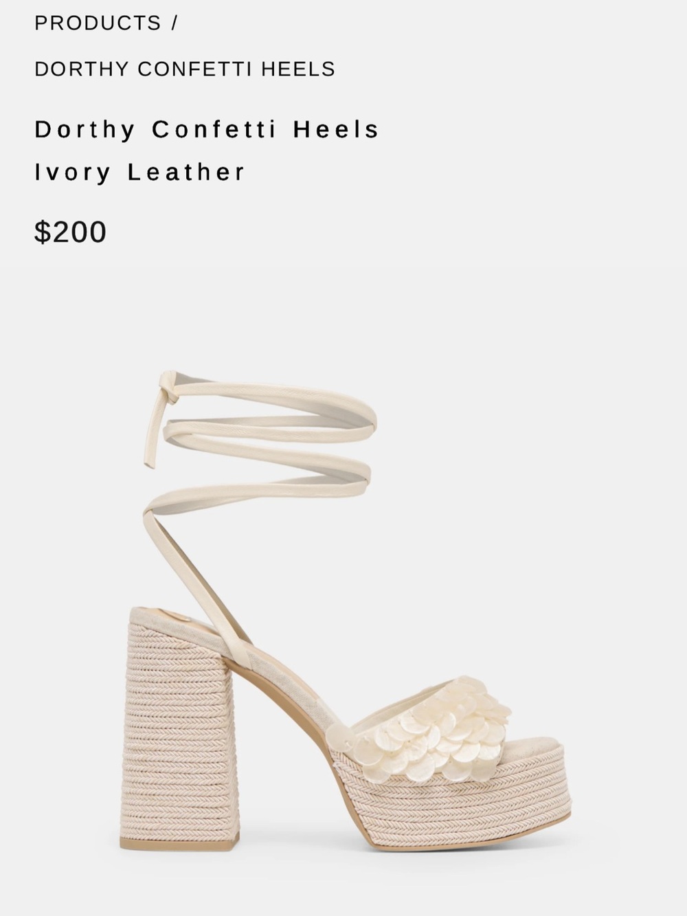 ISO Dolce Vita Dorthy Confetti Heels Ivory Leather
